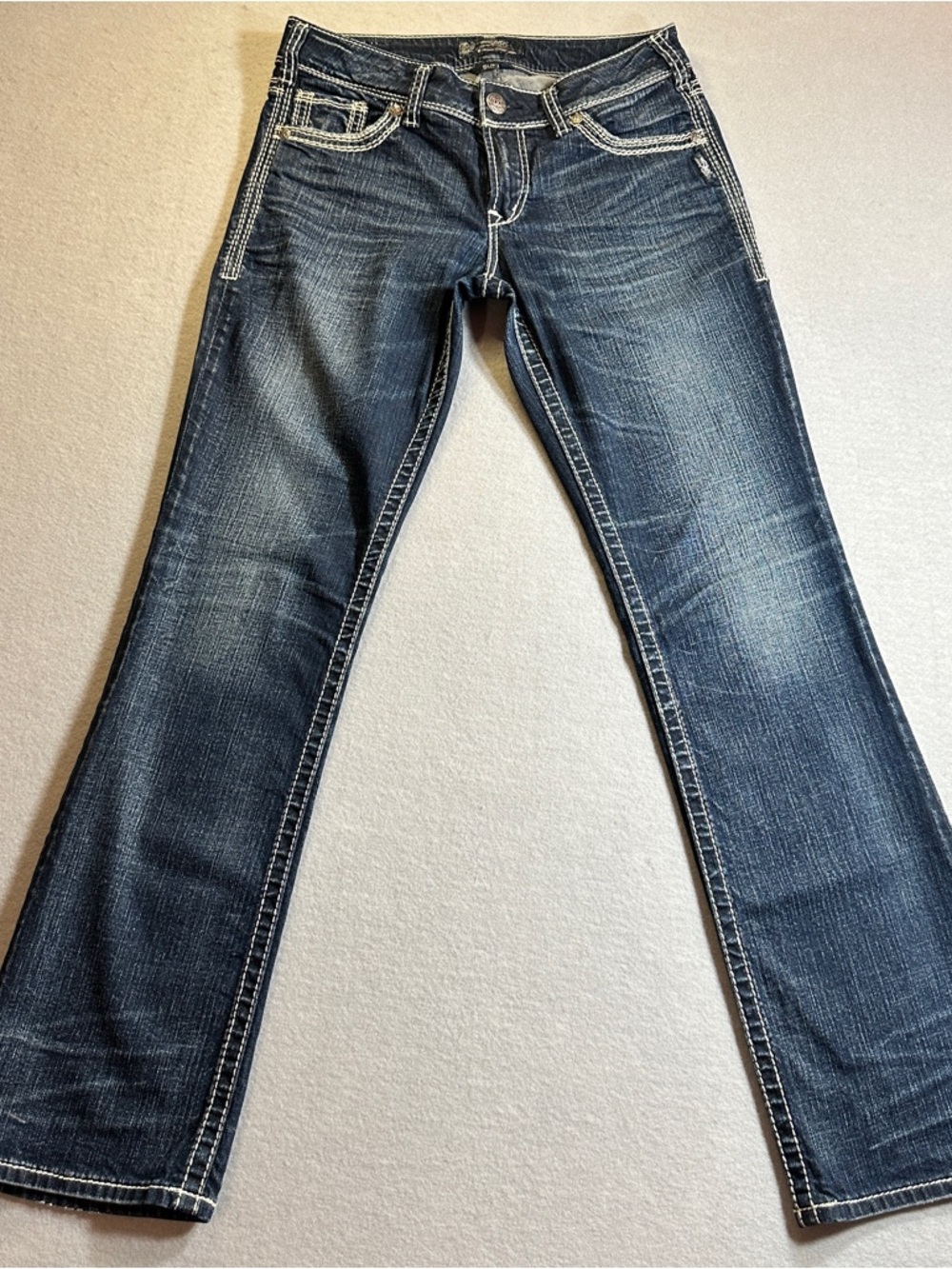 Silver Jeans Suki Mid Slim Bootcut Womens W29 L33 Medium/Dark Wash Denim Stretch
